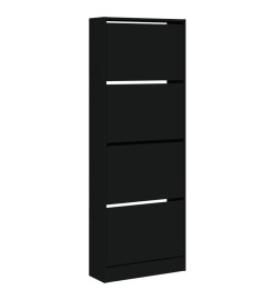 Armoire à chaussures noir 60x21x163,5 cm bois d'ingénierie