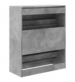 Armoire à chaussures gris béton 80x34x96,5 cm bois d'ingénierie