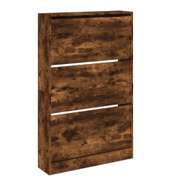 Armoire à chaussures chêne fumé 80x21x125,5 cm bois ingénierie