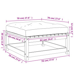 Repose-pieds de jardin avec coussins 2 pcs bois massif pin