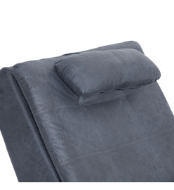 Chaise longue de massage avec oreiller Gris Similicuir daim