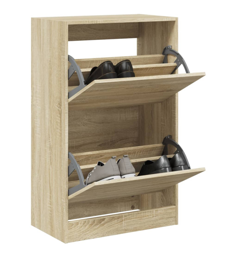 Armoire à chaussures chêne sonoma 60x34x96,5 cm bois ingénierie