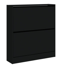 Armoire à chaussures noir 80x21x87,5 cm bois d'ingénierie