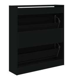 Armoire à chaussures noir 80x21x87,5 cm bois d'ingénierie