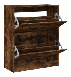 Armoire à chaussures chêne fumé 80x34x96,5 cm bois d'ingénierie