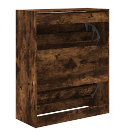 Armoire à chaussures chêne fumé 80x34x96,5 cm bois d'ingénierie