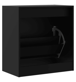 Armoire à chaussures noir 60x34x63,5 cm bois d'ingénierie