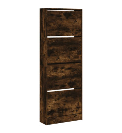 Armoire à chaussures chêne fumé 60x21x163,5 cm bois ingénierie