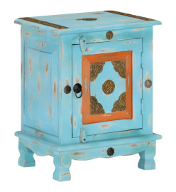 Table de chevet Bois de manguier massif Bleu