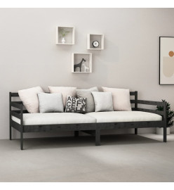 Lit Noir Bois de pin massif 90x200 cm