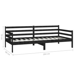 Lit Noir Bois de pin massif 90x200 cm