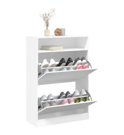 Armoire à chaussures 2 tiroirs rabattables blanc 80x34x116 cm