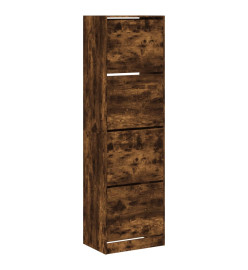 Armoire à chaussures 4 tiroirs rabattables chêne 60x42x204 cm