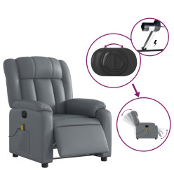 Fauteuil de massage inclinable électrique gris similicuir