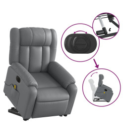 Fauteuil inclinable de massage électrique gris similicuir