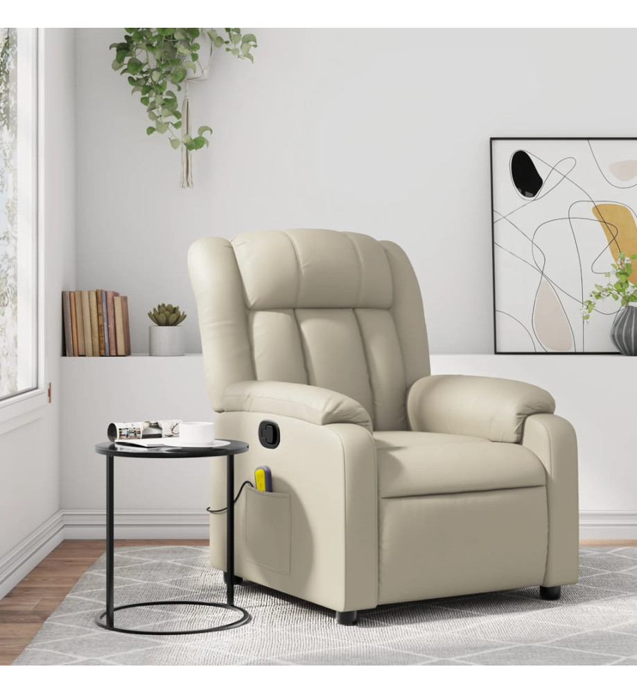 Fauteuil inclinable de massage Crème Similicuir