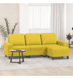 Canapé à 3 places avec repose-pieds Jaune clair 180 cm Tissu