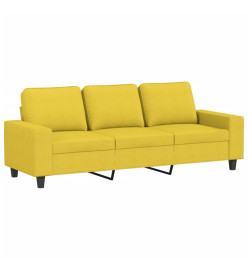 Canapé à 3 places avec repose-pieds Jaune clair 180 cm Tissu