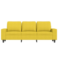 Canapé à 3 places avec repose-pieds Jaune clair 180 cm Tissu