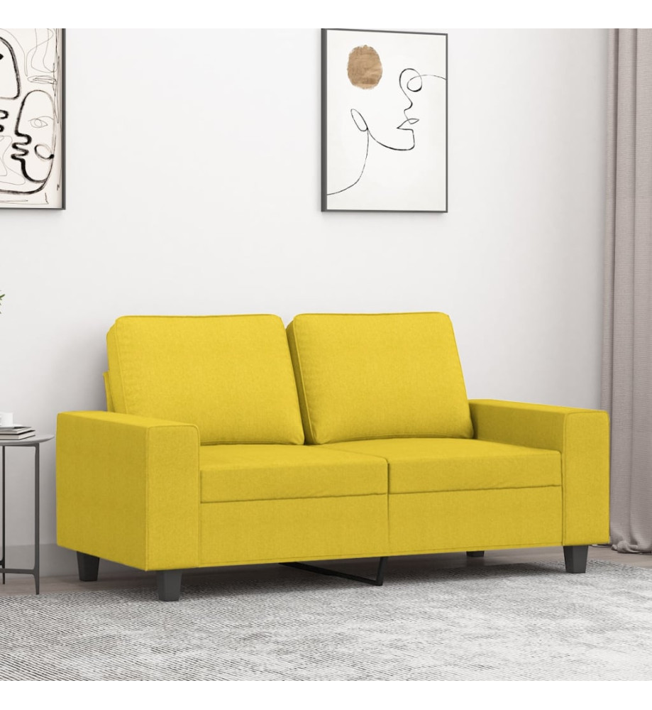 Canapé à 2 places Jaune clair 120 cm Tissu