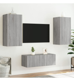 Unités murales TV avec LED 4 pcs gris sonoma bois d'ingénierie