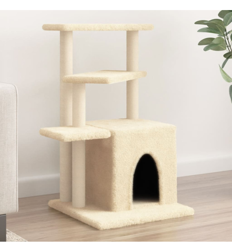 Arbre à chat avec griffoirs en sisal crème 83,5 cm