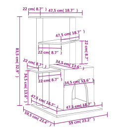 Arbre à chat avec griffoirs en sisal gris foncé 83,5 cm