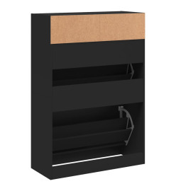 Armoire à chaussures 2 tiroirs rabattables noir 80x34x116 cm