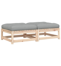 Repose-pieds de jardin avec coussins 2 pcs bois de pin massif