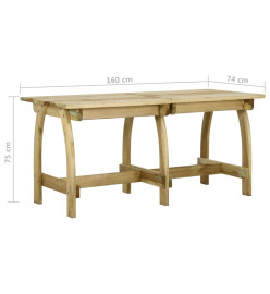 Table de jardin 160x74x75 cm Bois de pin imprégné