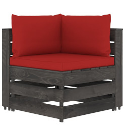 Salon de jardin 3 pcs avec coussins Bois imprégné de gris