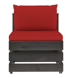 Salon de jardin 5 pcs avec coussins Bois imprégné de gris