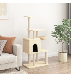 Arbre à chat avec griffoirs en sisal Crème 131 cm