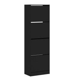 Armoire à chaussures 4 tiroirs rabattables noir 60x34x187,5 cm