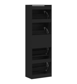 Armoire à chaussures 4 tiroirs rabattables noir 60x34x187,5 cm