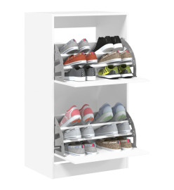 Armoire à chaussures 2 tiroirs rabattables blanc 60x42x108 cm