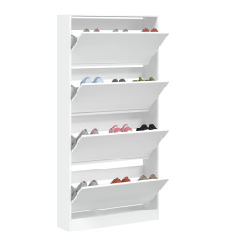 Armoire à chaussures 4 tiroirs rabattables blanc 80x21x163,5 cm