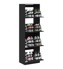 Armoire à chaussures 4 tiroirs rabattables noir 60x42x204 cm