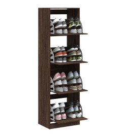 Armoire à chaussures 4 tiroirs rabattables brun 60x42x204 cm