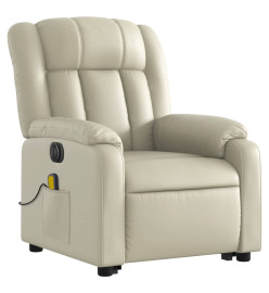 Fauteuil inclinable de massage électrique crème similicuir