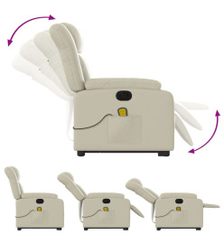 Fauteuil inclinable de massage électrique crème similicuir