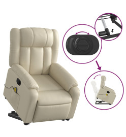 Fauteuil inclinable de massage électrique crème similicuir