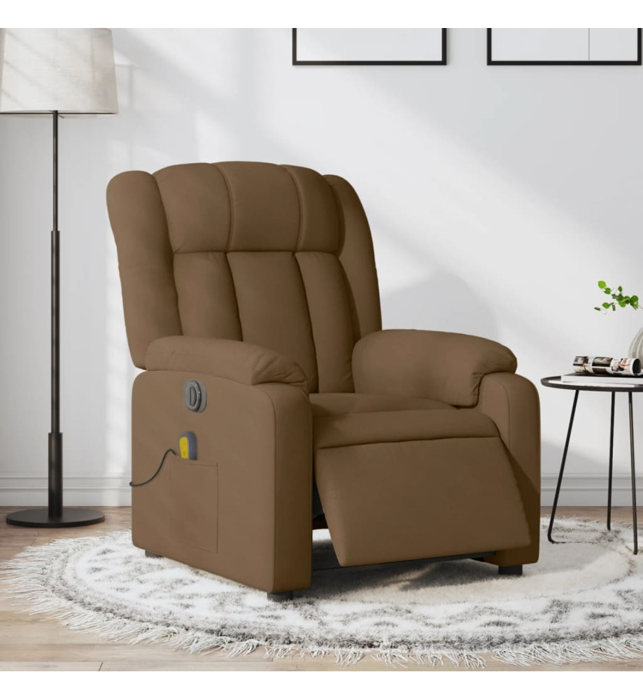 Fauteuil inclinable de massage électrique marron tissu