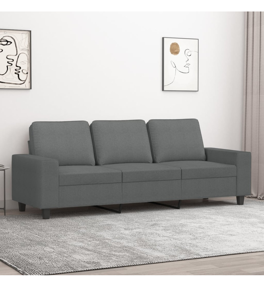 Canapé à 3 places Gris foncé 180 cm Tissu