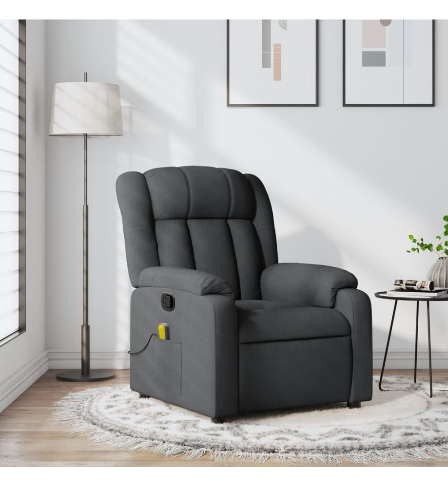 Fauteuil de massage inclinable Gris foncé Tissu