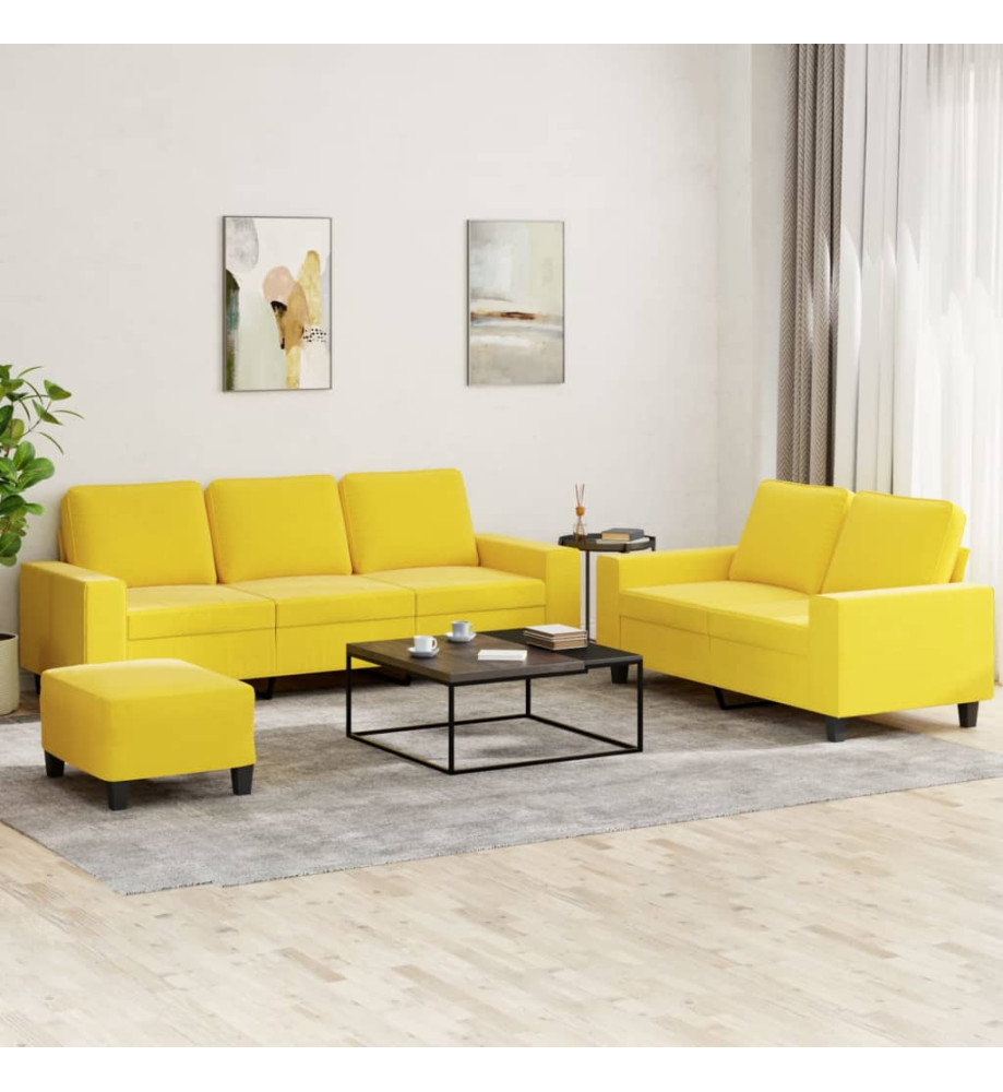 Ensemble de canapés 3 pcs jaune clair tissu