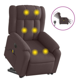 Fauteuil inclinable de massage électrique Marron foncé Tissu