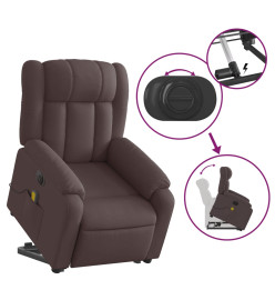 Fauteuil inclinable de massage électrique Marron foncé Tissu