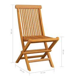 Chaises de jardin avec coussins noir 6 pcs Bois de teck massif