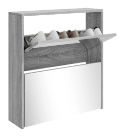 Armoire à chaussures miroir 2 niveaux Sonoma gris 63x17x67 cm